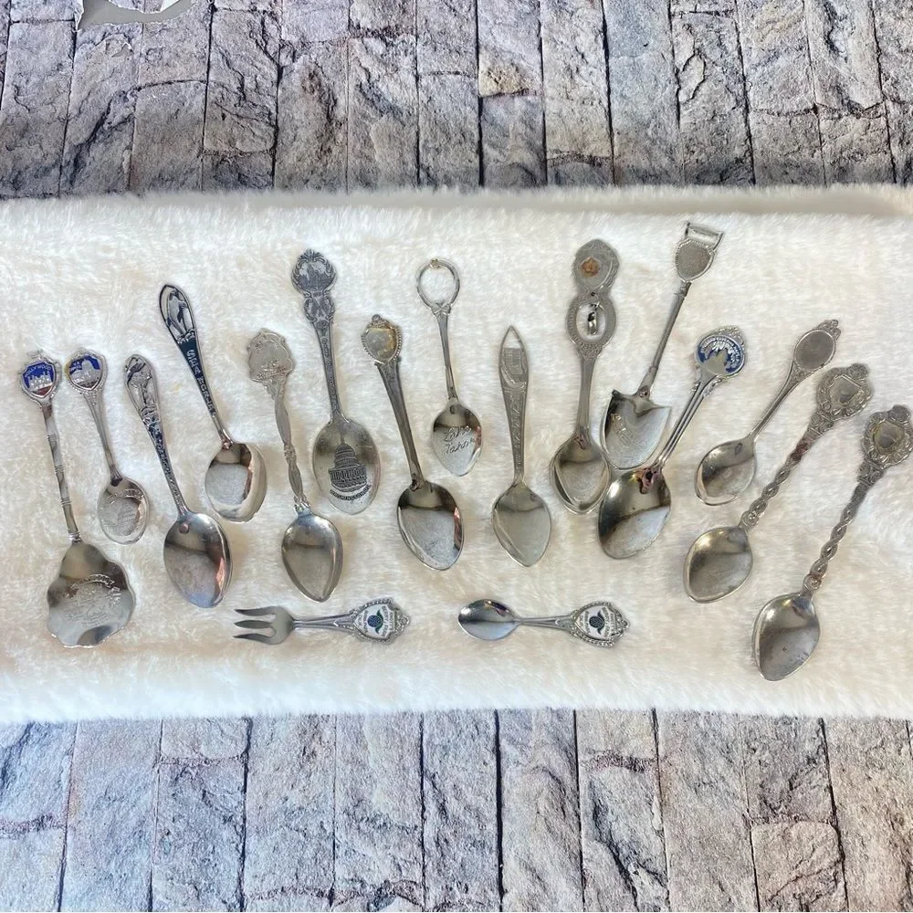 Vintage Souvenir Spoons Assorted Lot Set of 17 Crafting Projects Jewelry Making